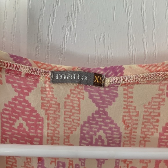 Matta XS Pink‎ Purple Print 100% Silk Blouse classic elegant lightweight - Picture 2 of 12